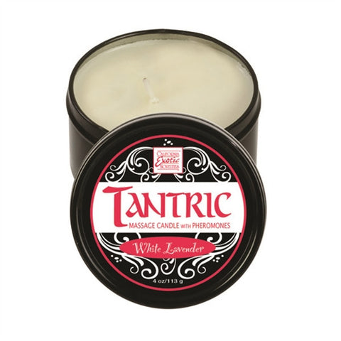 Tantric Soy Massage Candle With Pheromones White Lavender 4 Oz - Kissy Games