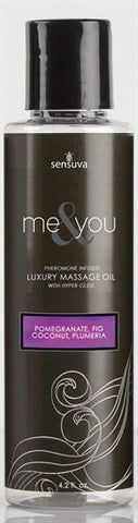 Me and You Massage Oil - Pomegranate Fig Coconut Plumeria - 4.2 Oz. - Kissy Games