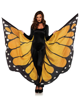 Festival Butterfly Wing Halter Cape - Orange/  - One Size - Black - KG